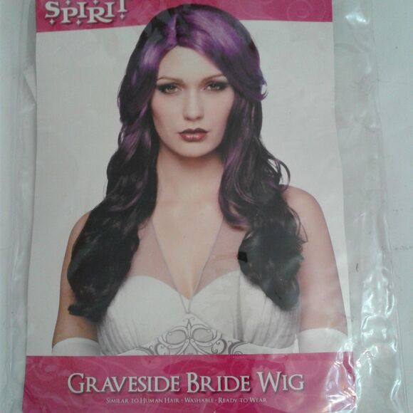 Graveside Bride Purple Black Ombre Wig Adult Womens Halloween Costume - Picture 5 of 5